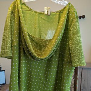 Two Skirt and Top, Green with White polka Dots